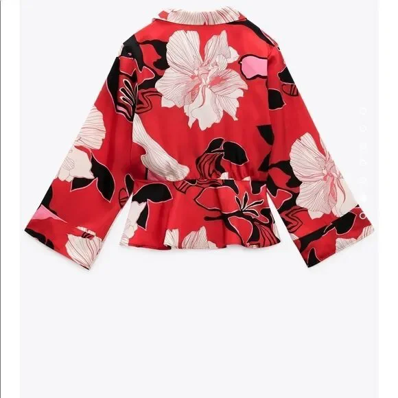 Zara floral print cropped shirt - Picture 5 of 6
